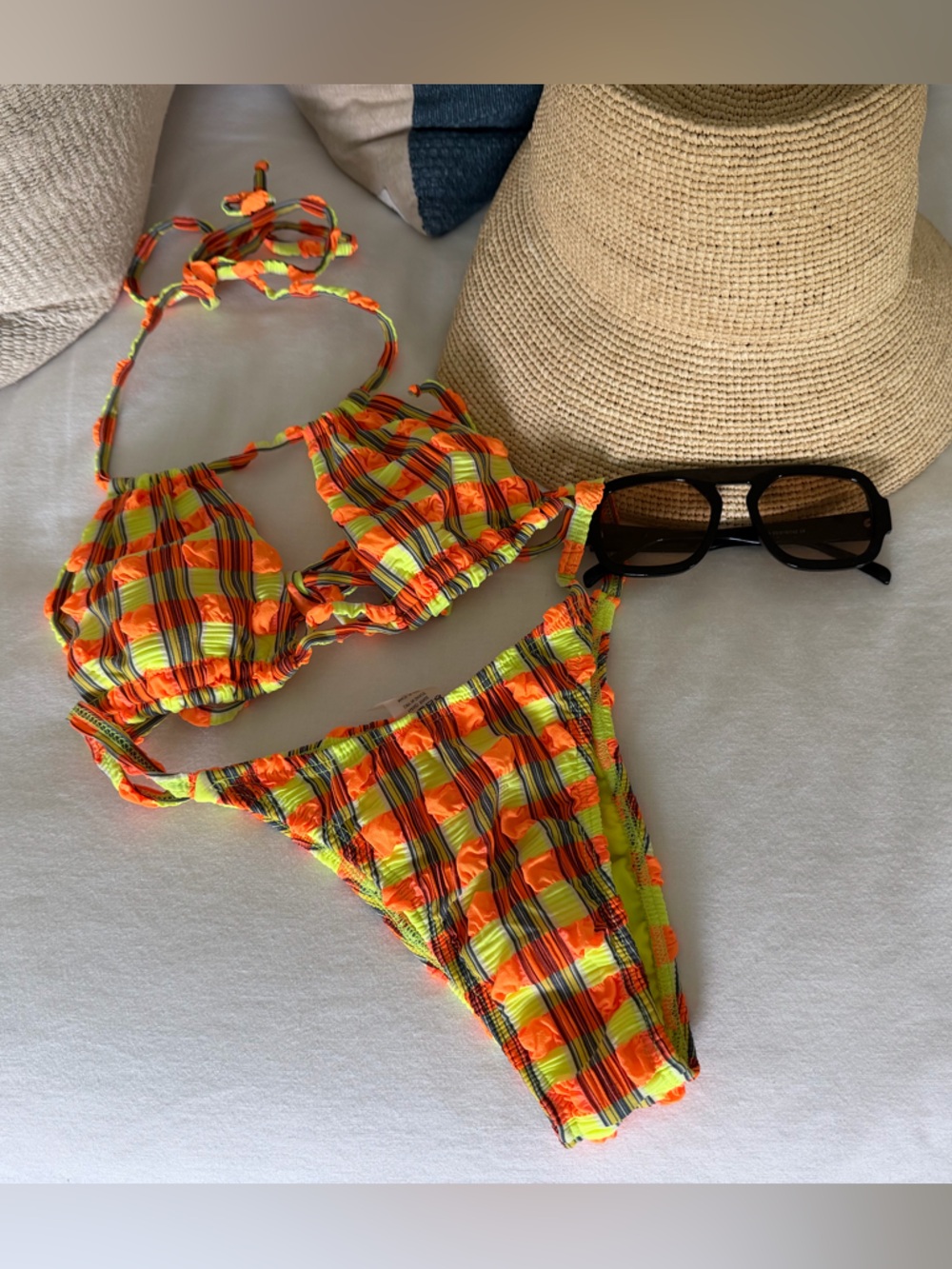 Montce Neon Plaid Bikini Set sz S - Picture 3 of 5